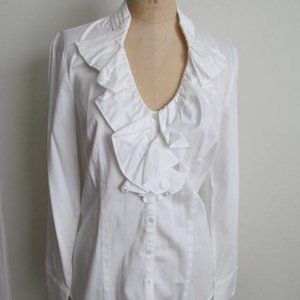 Ann Taylor Women's White Blouse Shirt (Size 8)